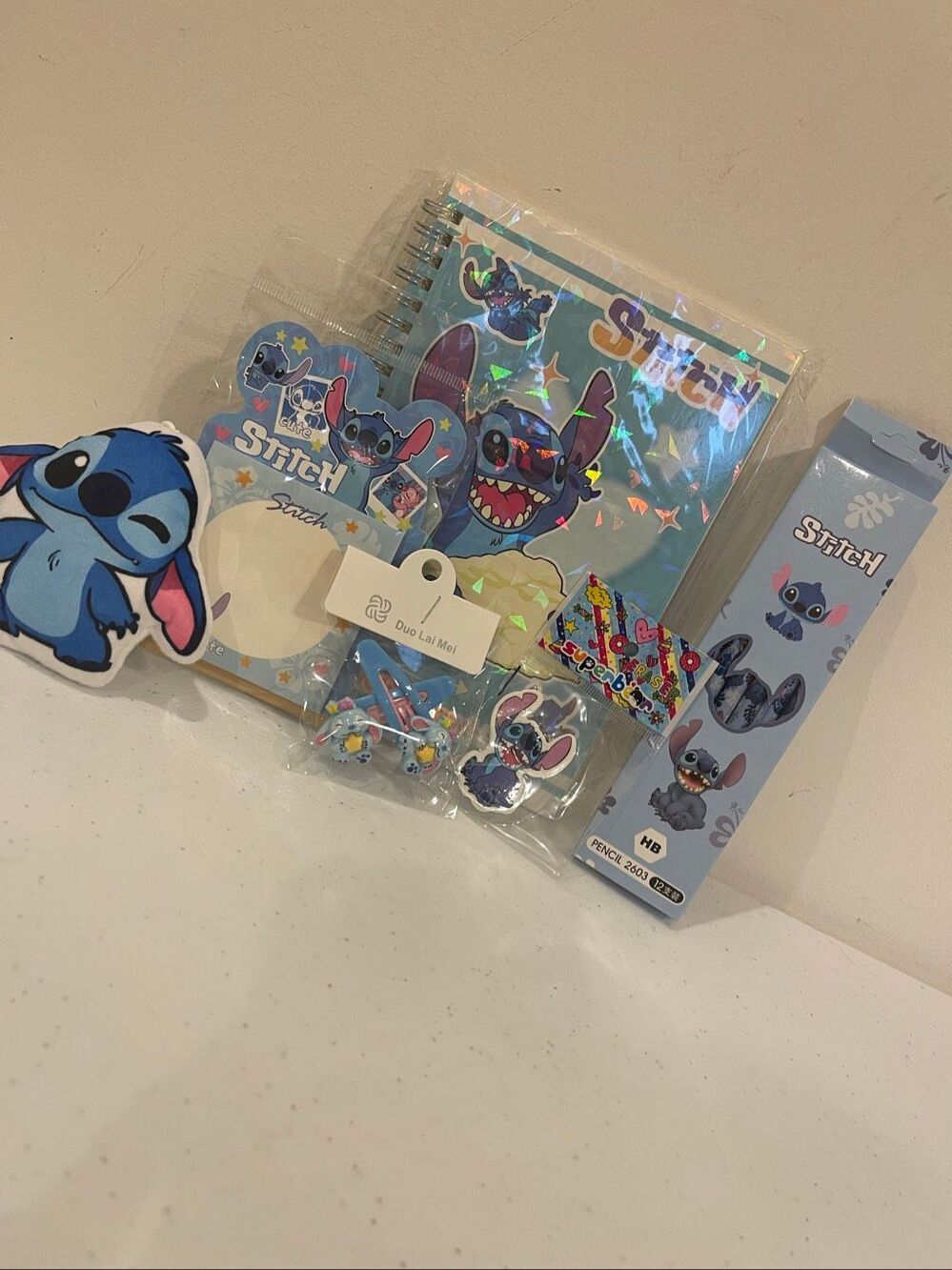 Stitch back to school or stocking stuffers bundle lot notebook, pencils, keychai